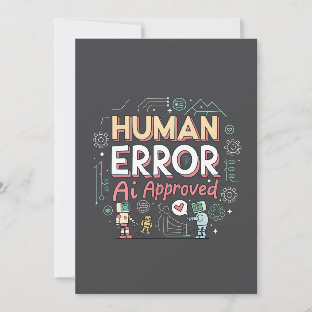 Tarjeta Festiva Human Error AI Approved Robot Art (Anverso)