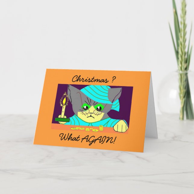 Tarjeta Festiva Humbug Cat (Anverso)