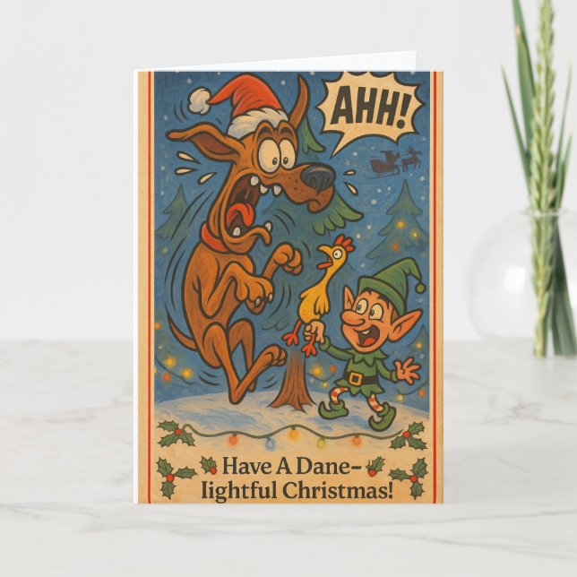 Tarjeta Festiva Humerous great Dane Christmas Card (Anverso)