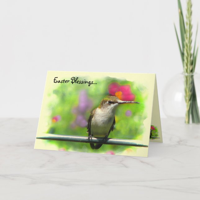 Tarjeta Festiva Hummingbird Easter (Anverso)