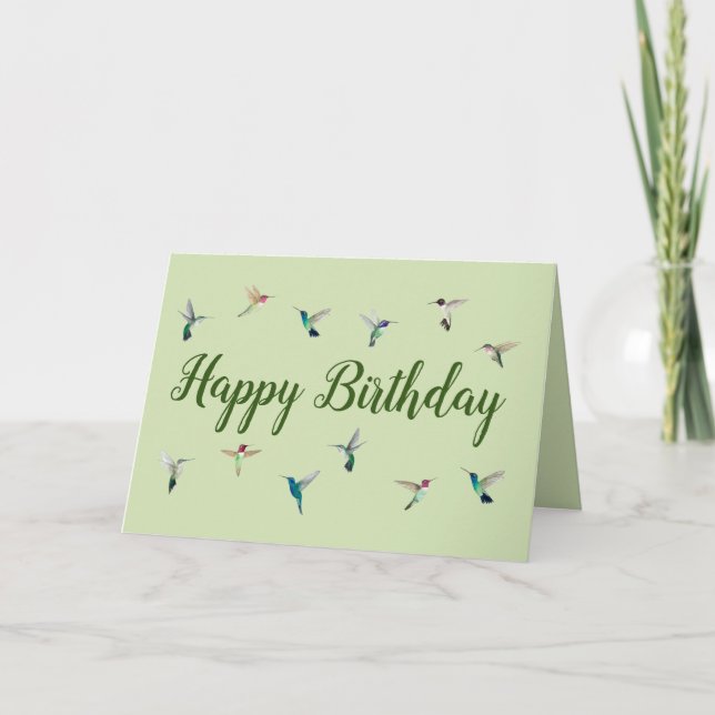 Tarjeta Festiva Hummingbird feliz cumpleaños (Anverso)