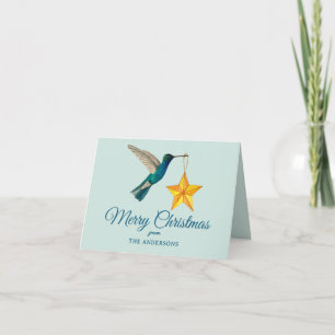 Tarjeta Festiva Hummingbird personalizado Merry Christmas