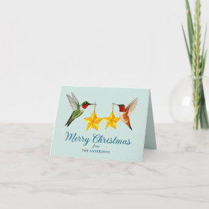 Tarjeta Festiva Hummingbird personalizado Merry Christmas