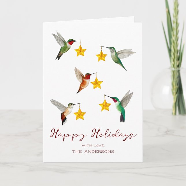 Tarjeta Festiva Hummingbirds personalizado (Anverso)