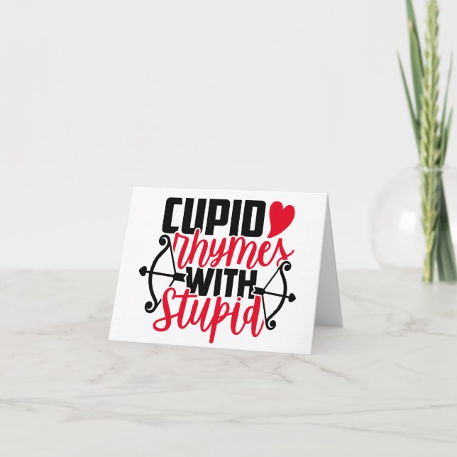 Tarjeta Festiva Humor contra San Valentín | Rhymes Cupido Con Estú (Anverso)