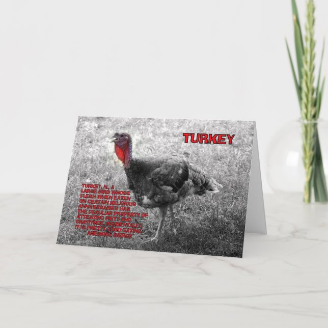 Tarjeta Festiva Humor de Acción de Gracias en Turquía (Anverso)