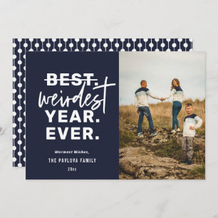 Tarjeta Festiva Humor de Año Más Extraño Azul