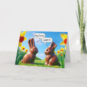 Tarjeta Festiva Humor de conejillos de chocolate de Pascua