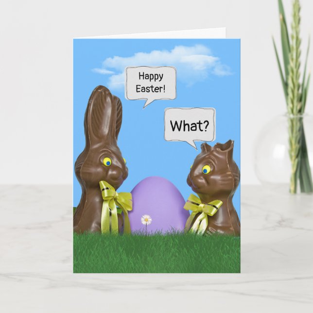 Tarjeta Festiva Humor de conejo de pascua de chocolate (Anverso)