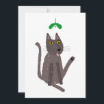 Tarjeta Festiva Humor de Gato Divertido<br><div class="desc">Disfruta un poco de humor navideño con este divertido y descarado diseño de gato. Arte original de Nic Squirrell. Cambia el texto en la parte posterior para personalizar.</div>