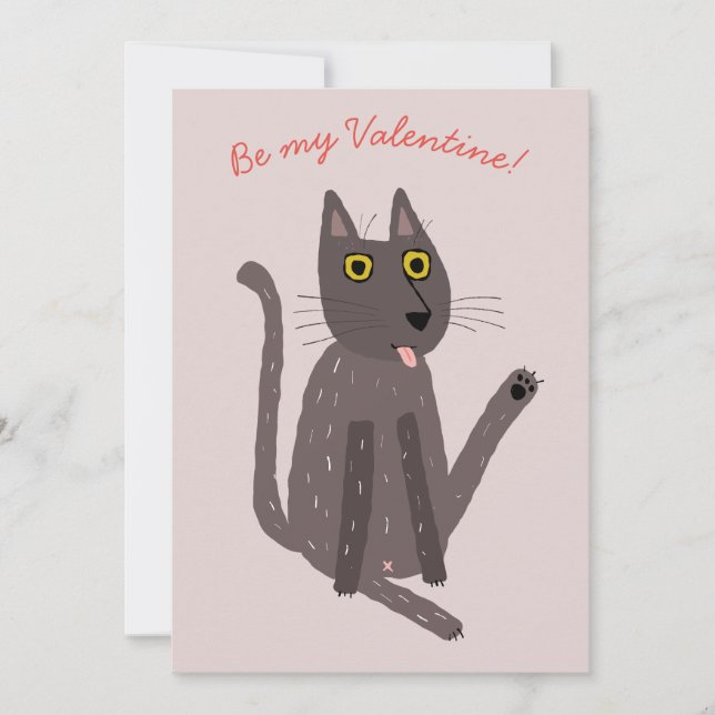 Tarjeta Festiva Humor de gato gracioso de San Valentín (Anverso)