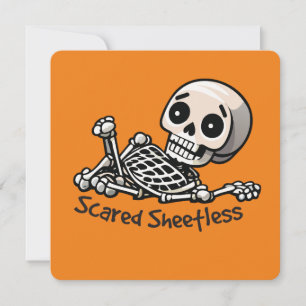 Tarjeta Festiva humor de Halloween Asustado sin sábanas