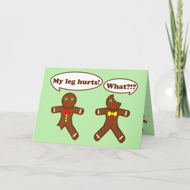 Tarjeta Festiva Humor de los Navidades de Gingerbread | Green (Anverso)