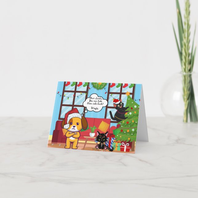 Tarjeta Festiva Humor de Navidades divertidos Bah Hum Dog (Anverso)