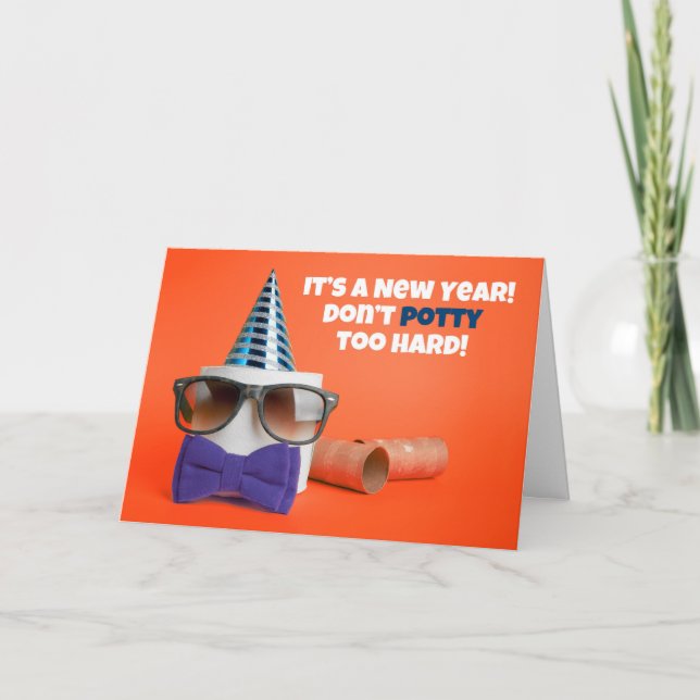 Tarjeta Festiva Humor de papel higiénico de Año Nuevo feliz (Anverso)