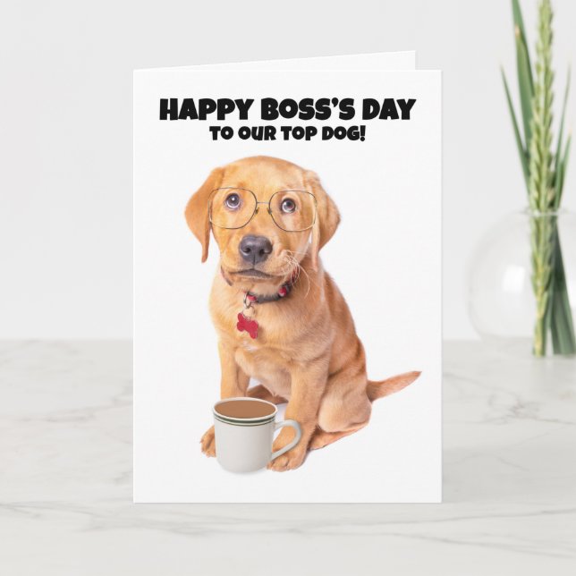 Tarjeta Festiva Humor de perros más populares del Día del Jefe (Anverso)