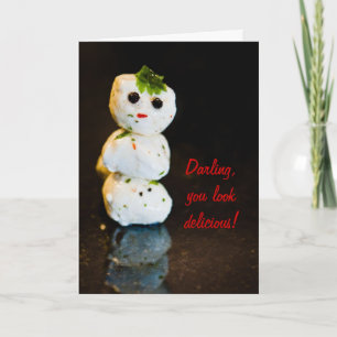 Tarjeta Festiva Humor de Snowman de Mozzarella Ball