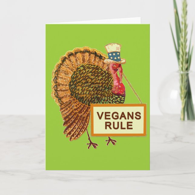 Tarjeta Festiva Humor de Turquía de la regla de los veganos para (Anverso)