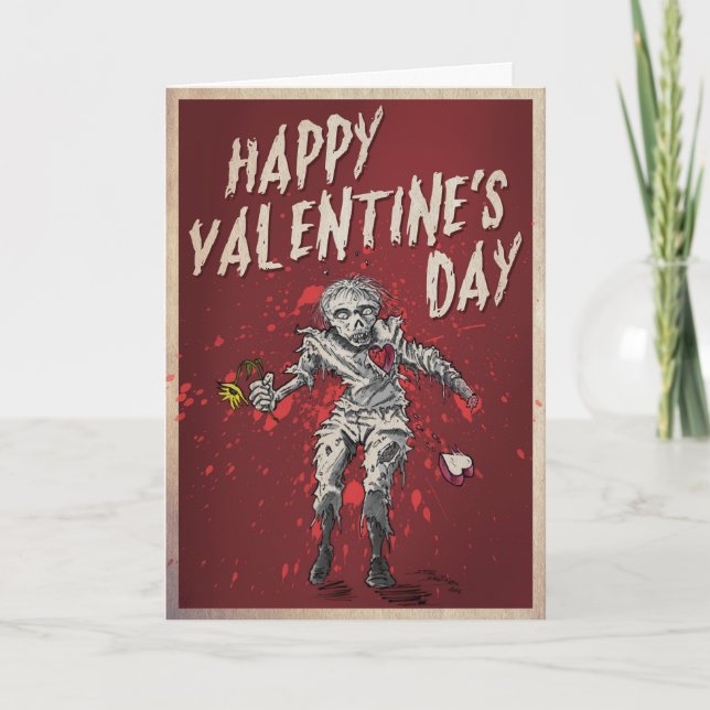 Tarjeta Festiva Humor del el día de San Valentín del zombi (Anverso)