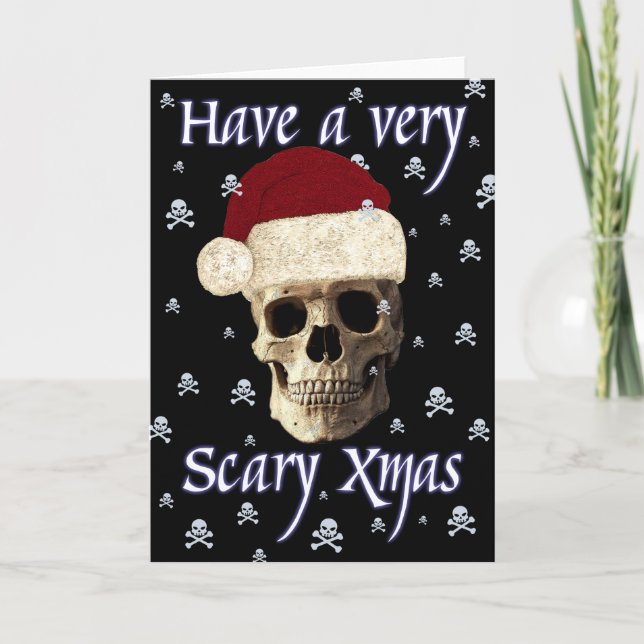 Tarjeta Festiva Humor divertido Fantasía Navidades del cráneo góti (Anverso)