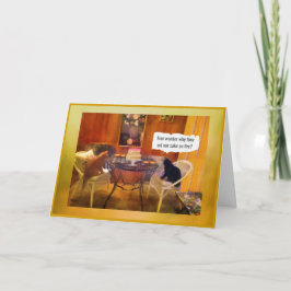 Tarjeta Festiva Humor Familia Gatos Llenando la tarta "en llamas" 