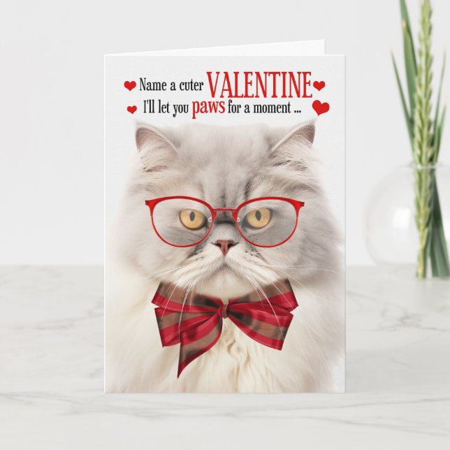 Tarjeta Festiva Humor felino crema persa de San Valentín (Anverso)