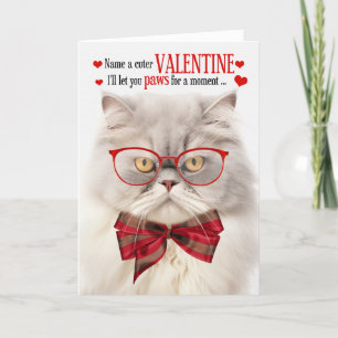 Tarjeta Festiva Humor felino crema persa de San Valentín