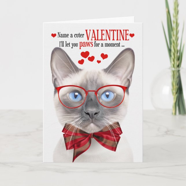 Tarjeta Festiva Humor felino de San Valentín del gato de Lilac Poi (Anverso)