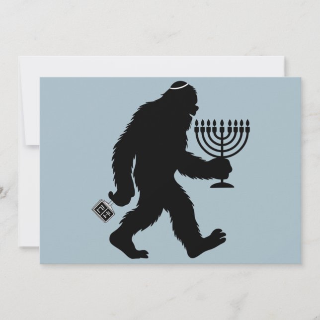 Tarjeta Festiva Humor judío Bigfoot Hanukkah Chanukah Divertido  (Anverso)