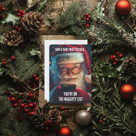 Tarjeta Festiva Humor navideño divertido de la lista traviesa de S