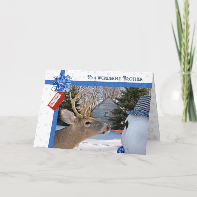 Tarjeta Festiva Humor para los Navidades de Hermano (Anverso)