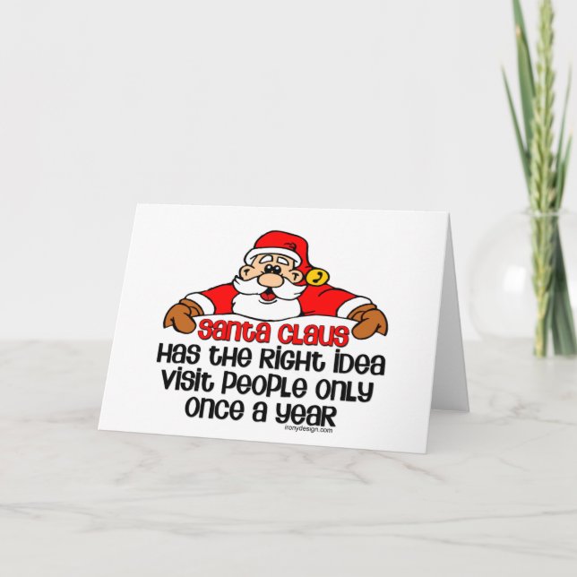Tarjeta Festiva Humor social de Santa (Anverso)