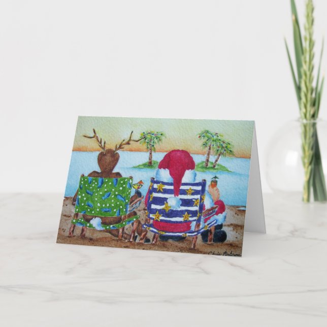 Tarjeta Festiva Humorous Santa and Reindeer Christmas Card (Anverso)