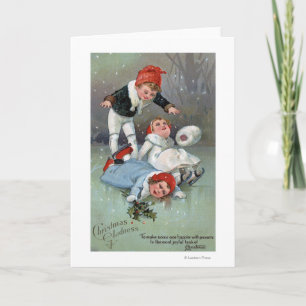 Tarjeta Festiva Hundimiento patinador de los niños de GladnessIce