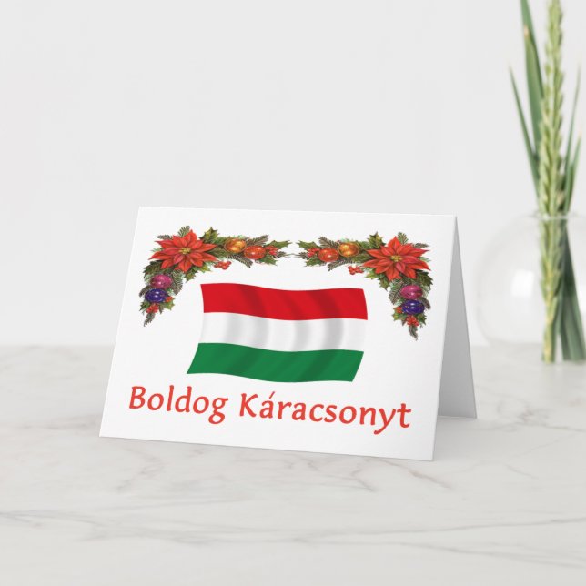 Tarjeta Festiva Húngaro Boldog Karacsonyt (Anverso)