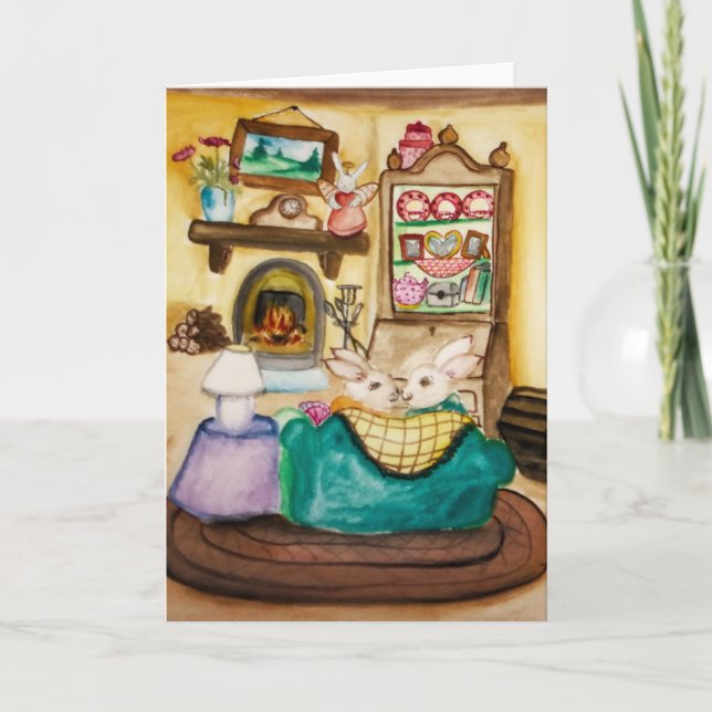 Tarjeta Festiva Hunny Bunny día de San Valentín de conejos conejit (Anverso)