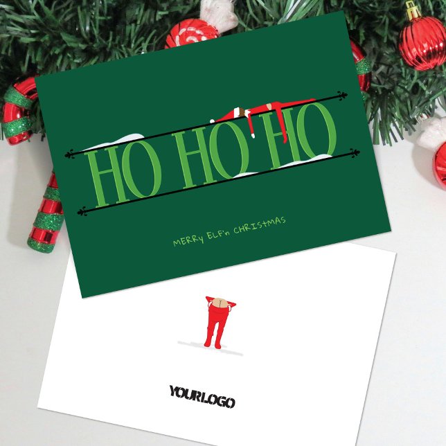 Tarjeta Festiva Hunter Green Elf Shenanigans Navidades corporativo (Subido por el creador)