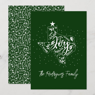 Tarjeta Festiva Hunter Green Joy Holiday deja forma a Texas