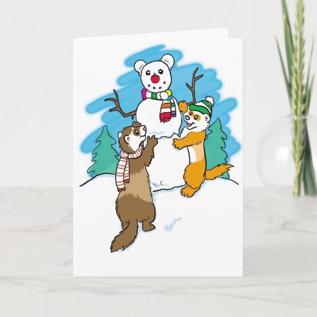 Tarjeta Festiva Hurónes de los saludos de la estación (Anverso)