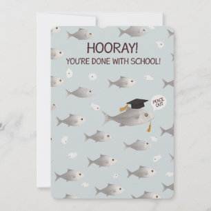 Tarjeta Festiva ¡Hurra, terminaste la escuela! Graduado de pez div