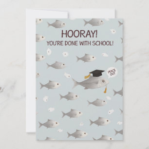 Tarjeta Festiva ¡Hurra, terminaste la escuela! Graduado de pez div