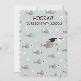 Tarjeta Festiva ¡Hurra, terminaste la escuela! Graduado de pez div