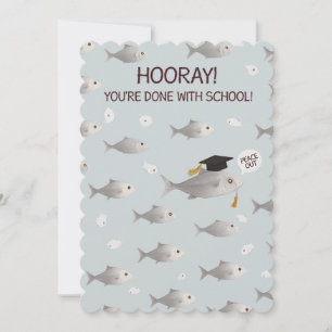 Tarjeta Festiva ¡Hurra, terminaste la escuela! Graduado de pez div