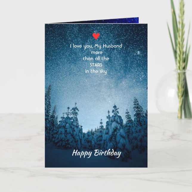 Tarjeta Festiva Husband Birthday Love you more than all Stars (Anverso)