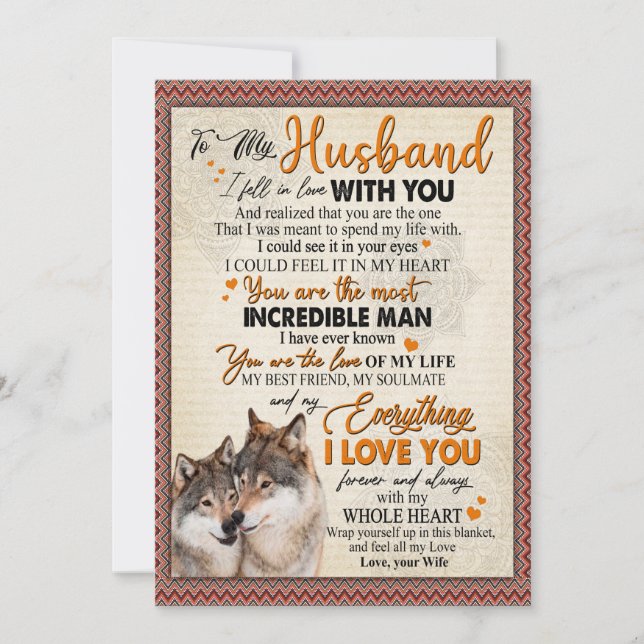 Tarjeta Festiva Husband Gift | Carta A Mi Esposo De La Esposa (Anverso)