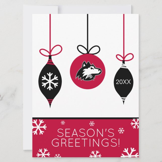 Tarjeta Festiva Huskies de Illinois | Navidades (Anverso)