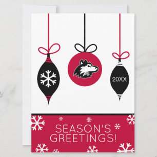 Tarjeta Festiva Huskies de Illinois   Navidades