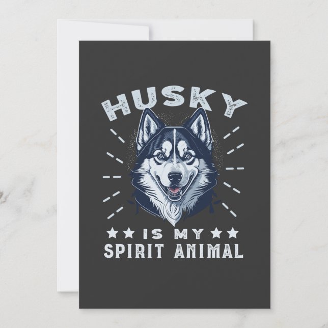 Tarjeta Festiva Husky Es Mi Espíritu Animal Majestic Husky Dog (Anverso)