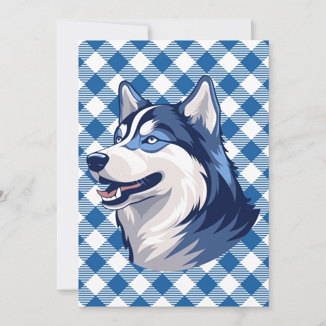 Tarjeta Festiva Husky Howlers Husky Dog Power Logo Blue (Anverso)