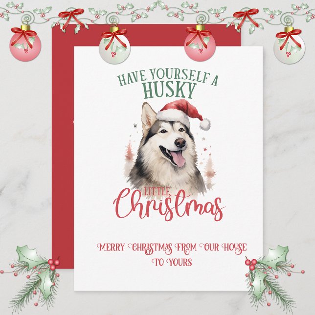 Tarjeta Festiva Husky Navideño Caprichoso | (Subido por el creador)